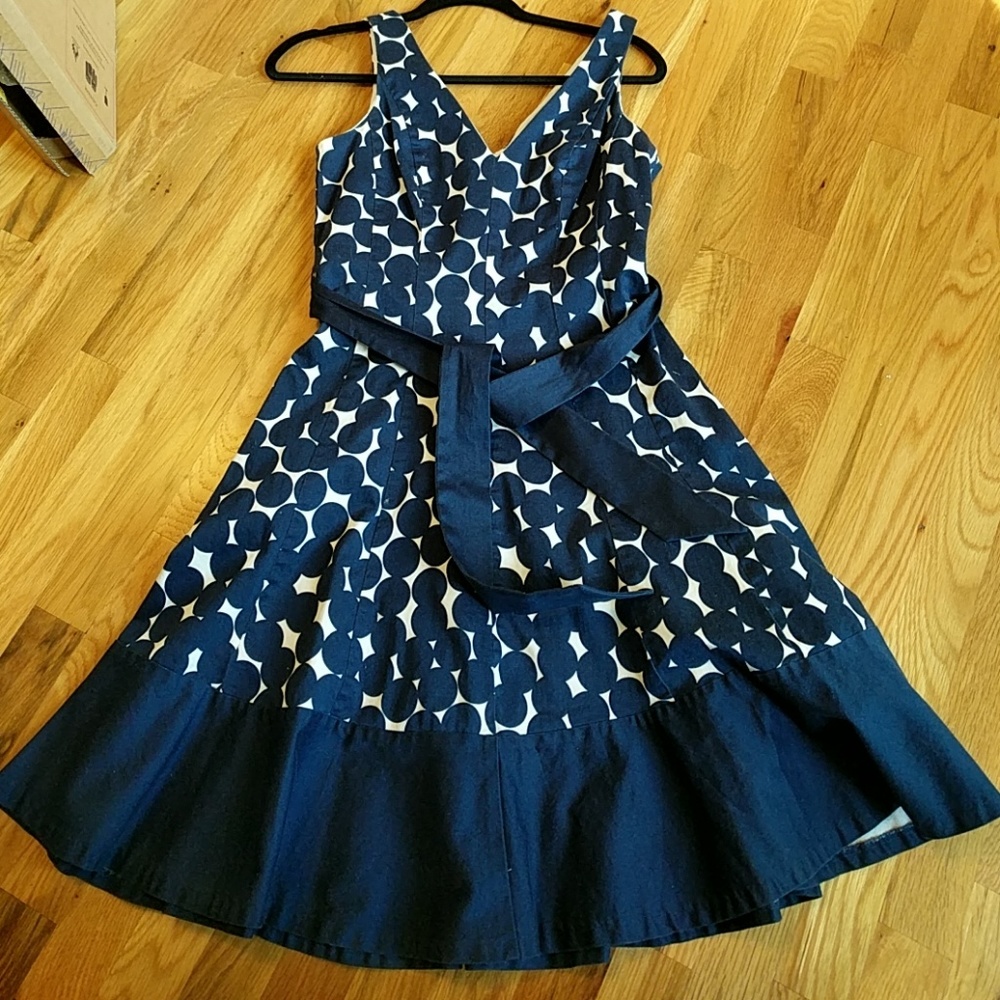 Navy and White Polka Dot Dress